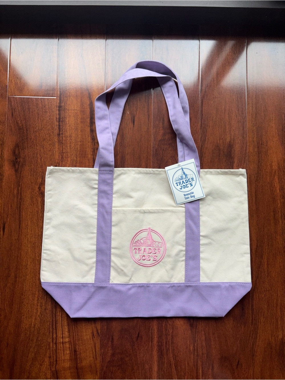 Trader Joe’s Canvas Tote Bag Limited Edition Lavender/Pink LARGE - NWT